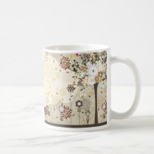 Whimsical trees flowers birds coffee mug