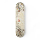 Whimsical trees flowers birds girls skateboard