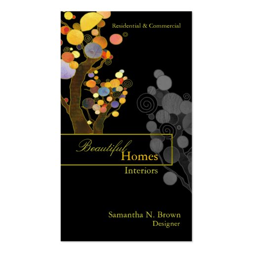 Whimsical Trees Interior Design Business Cards (front side)