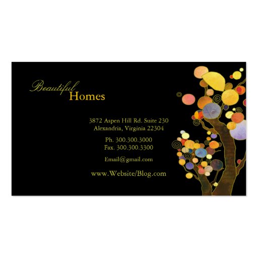 Whimsical Trees Interior Design Business Cards (back side)