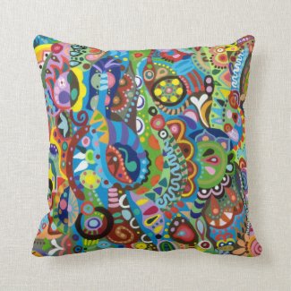 Whimsical Tribal Abstract Art Pillow