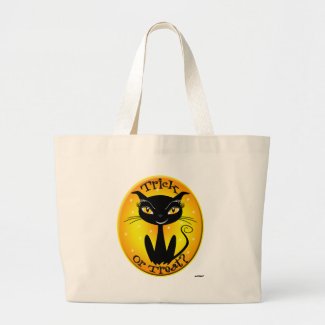 Whimsical Trick or Treat? Cat with stars Tote Bag