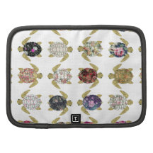 Whimsical turtles with girly floral retro pattern organizer