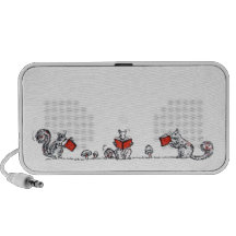 Whimsical Vintage Book Lover Squirrels Mini Speaker