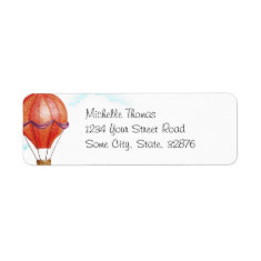   Whimsical Vintage Hot Air Balloon Return Address Custom Return Address Label