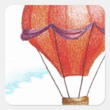 Whimsical Vintage Hot Air Balloon Square Stickers