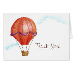   Whimsical Vintage Hot Air Balloon Thank You Greeting Card