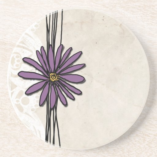 Whimsical Vintage Purple Daisy Beverage Coasters