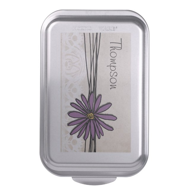 Whimsical Vintage Purple Daisy Cake Pan-2