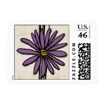 Whimsical Vintage Purple Daisy Postage