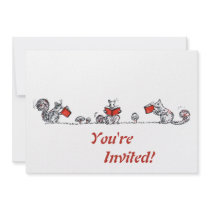 Whimsical Vintage Reading Squirrels Personalized Announcements