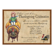 Whimsical Vintage Thanksgiving Invitation