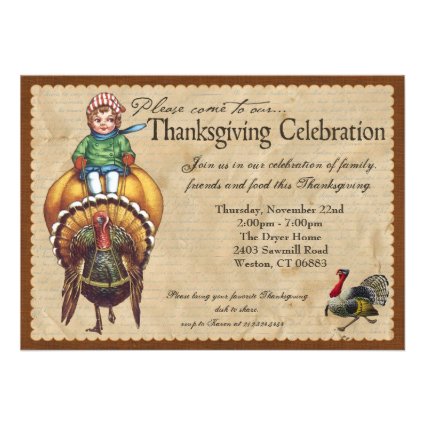 Whimsical Vintage Thanksgiving Invitation