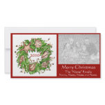 Whimsical Watercolor Wreath on Photo Card