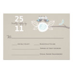Whimsical Wedding Brown Owls On Branch RSVP Card Personalized Announcement