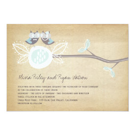 Whimsical Wedding Owls Woodland Rustic Wedding 5x7 Paper Invitation Card