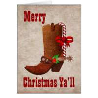 Whimsical Western Style Christmas Greeting Card