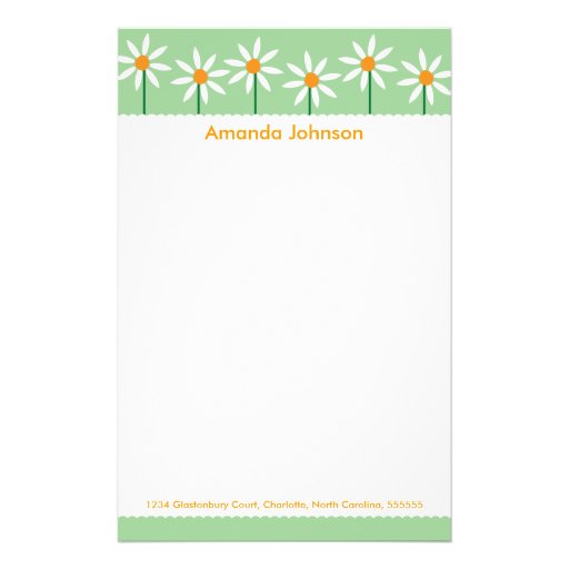 Whimsical White Daisies Personalized Stationery