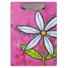 Whimsical White Daisy Flower Pink Clipboards