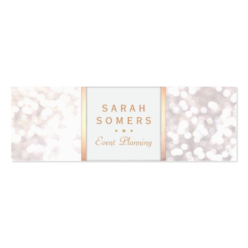 Whimsical White Glitter Bokeh Elegant Gold Frame Business Card