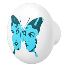 Whimsical Wings: Teal Twins Ceramic Knob