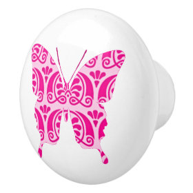 Whimsical Wings: Victorian Pink Ceramic Knob