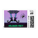 Whimsical Witch Legs & Spider Halloween Party Postage Stamp