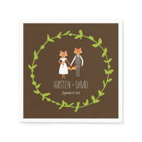 Whimsical Woodland Foxes wedding Standard Cocktail Napkin