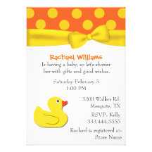 Whimsical Yellow Duck Baby Shower Invitation