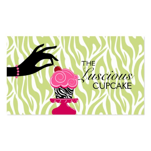 Whimsical Zebra Cupcake Bakery Business Cards (front side)