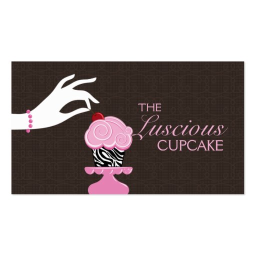 Whimsical Zebra Cupcake Bakery Business Cards (front side)