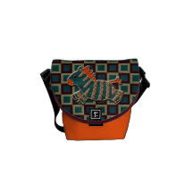 Whimsical Zebra & Funky Squares Messenger Bag