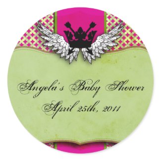 Whimsically Urban Herealdy Baby Shower Sticker sticker