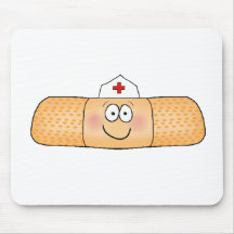 Whimsicla Band Aid Bandage with Nurse Hat Cute Mouse Pad
