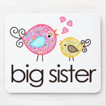 Whimsy Birds Big Sister T-shirt Announcement mousepads
