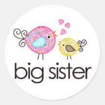 Whimsy Birds Big Sister T-shirt Announcement Stickers