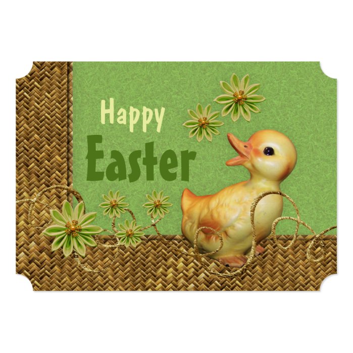 Whimsy chicken collage CC0848 Easter greetings 5x7 Paper Invitation Card