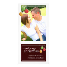 Whimsy Christmas Ornaments Brown Photo Card