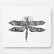 artsprojekt, whimsy, dragonfly, libelula, insect, tatoo, drawing, black, whimsey, teen, ink, body, white, young, Mouse pad with custom graphic design