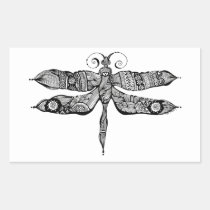 artsprojekt, whimsy, dragonfly, libelula, insect, tatoo, drawing, black, whimsey, teen, ink, body, white, young, Klistermærke med brugerdefineret grafisk design
