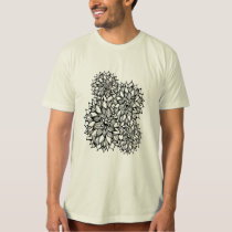 artsprojekt, doodle, drawing, black, art, white, flowers, floral, hand drawn, unique, ink, original, T-shirt/trøje med brugerdefineret grafisk design