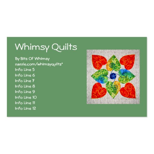 Whimsy Hearts Quilt - Block #1 Business Card (front side)