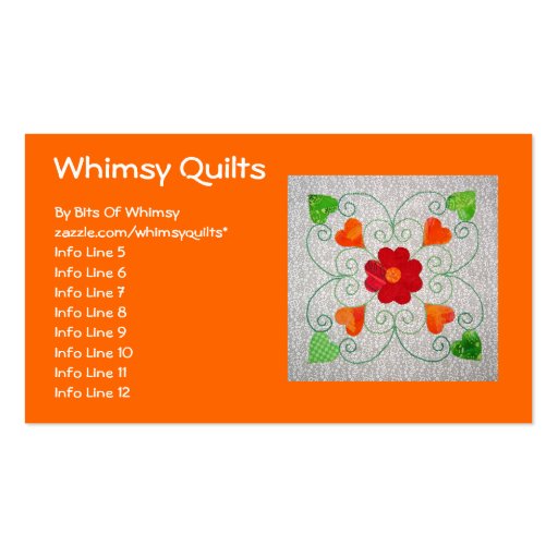 Whimsy Hearts Quilt - Block #2 Business Card (front side)
