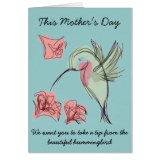 Whimsy Hummingbird Mother's Day Design Greeting Card