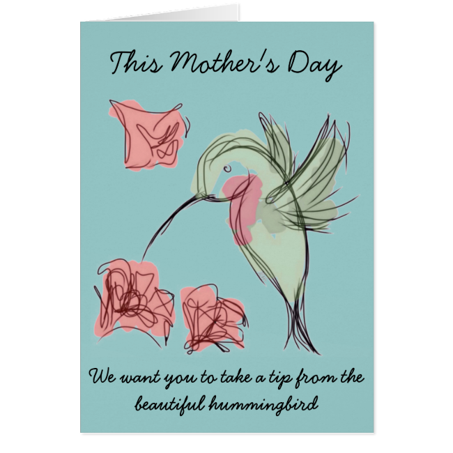 Whimsy Hummingbird Mother's Day Design Greeting Card