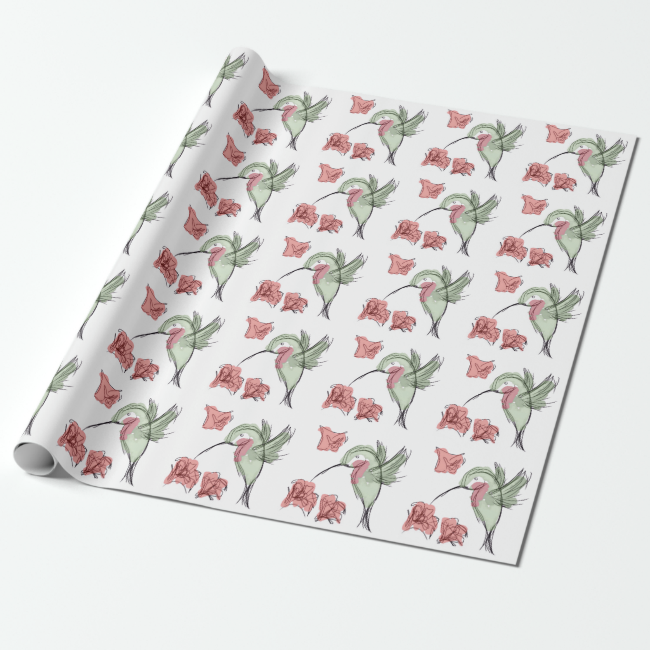 Whimsy Hummingbird (white) Wrapping Paper