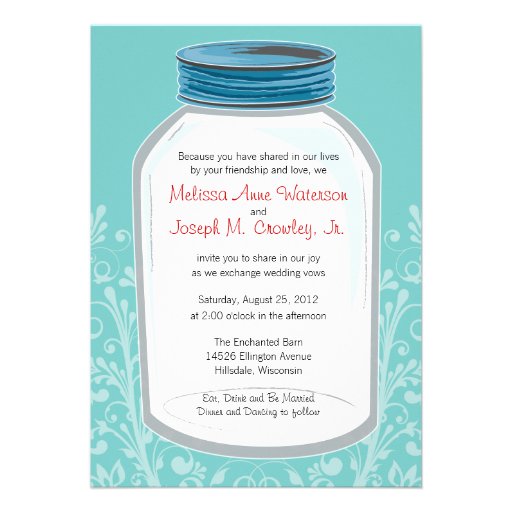 Whimsy Mason Jar Wedding Personalized Announcements