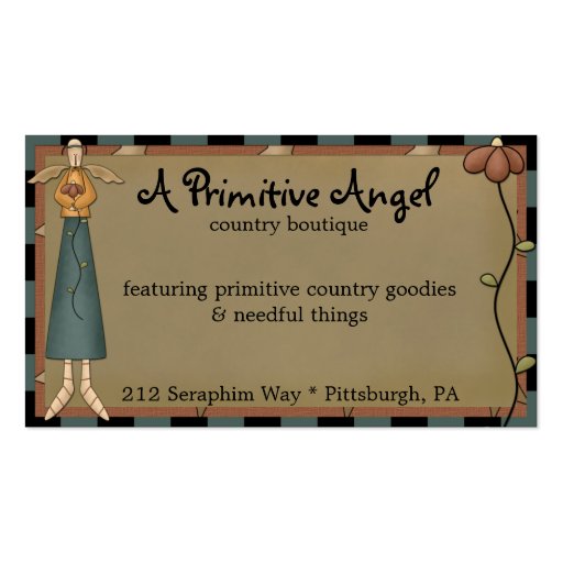 Whimsy Primitive Angel Country Business Card (front side)