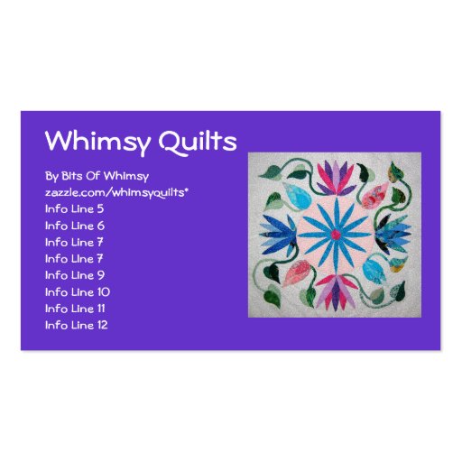 Whimsy Quilt Business Card Templates (front side)