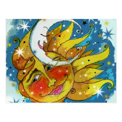 Whimsy Sun and Moon Post Card